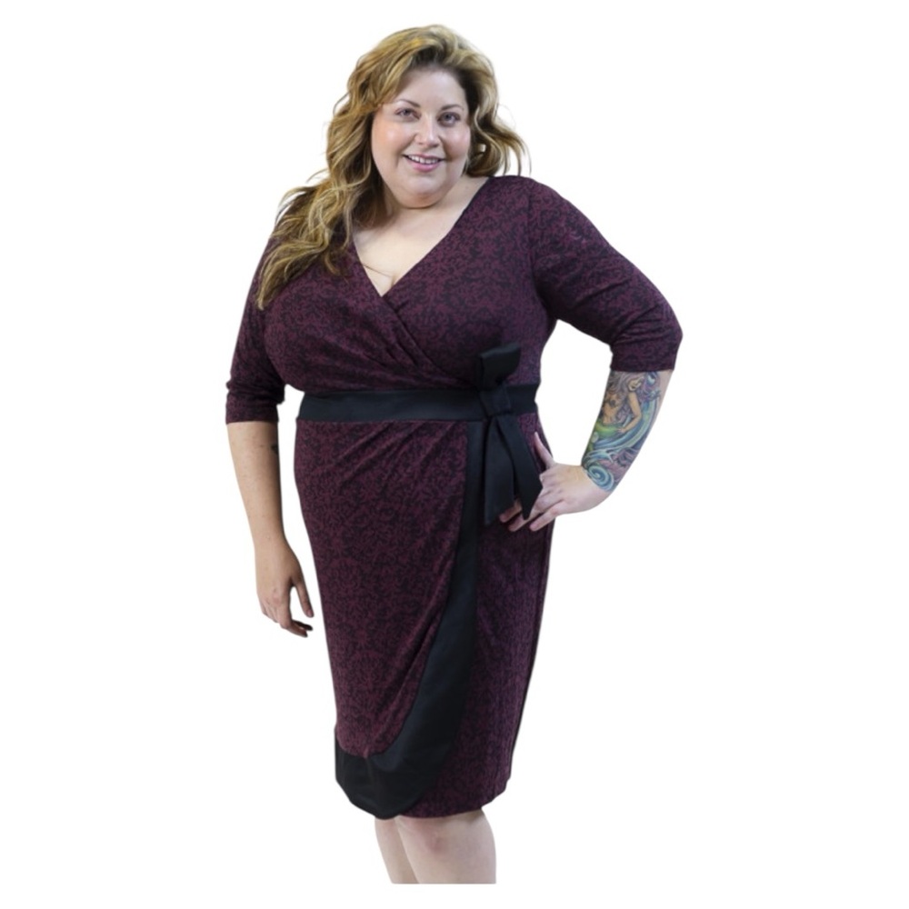✨ IGIGI by Yuliya Raquel Burgundy & Black Wrap Dress – Size 22/24 l Poshmark